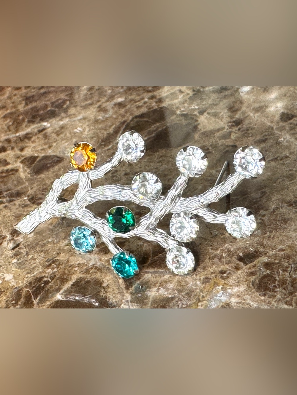 Vintage Van Dell Sterling Silver Family Tree Mother’s Birthstone Brooch Pin 2”